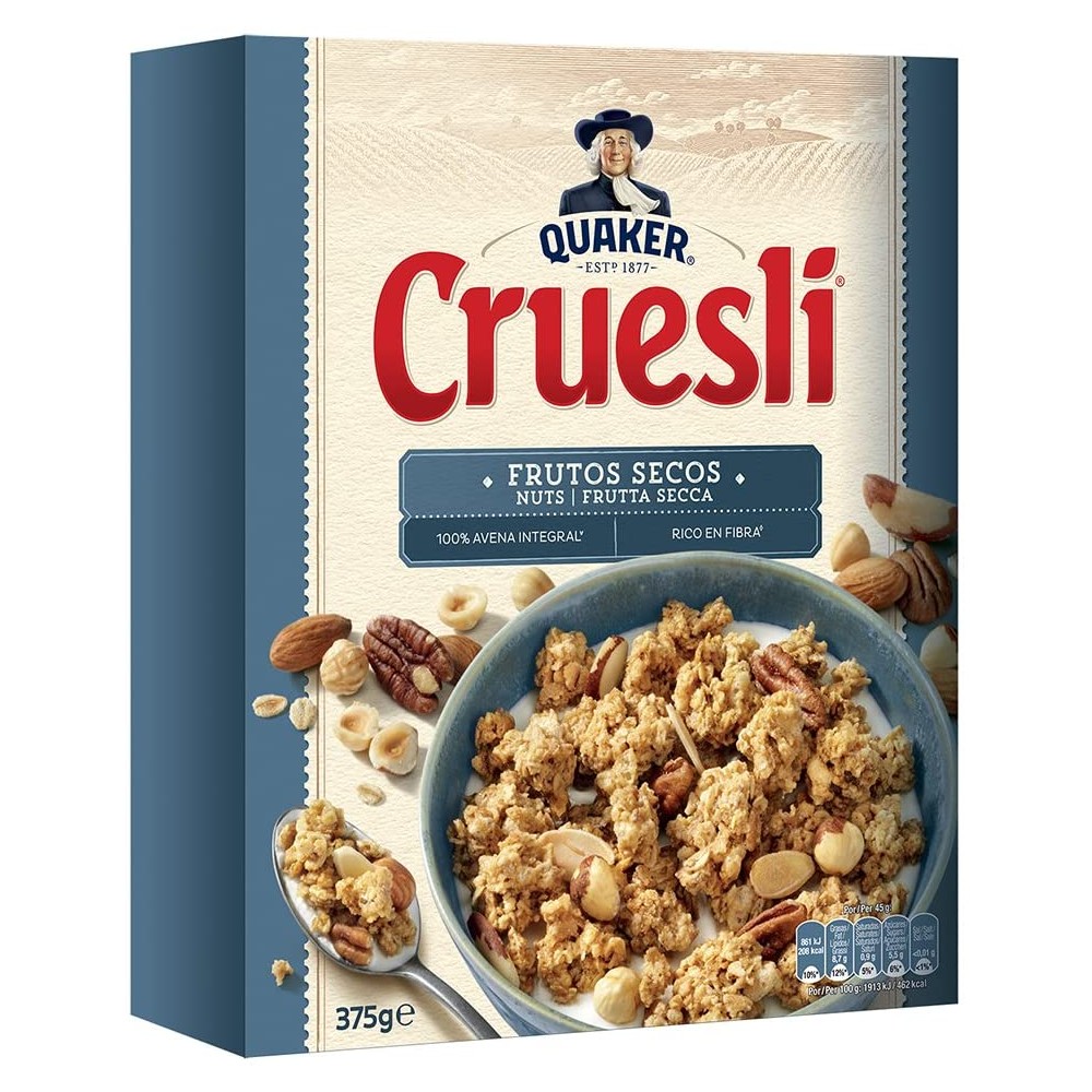 QUAKER CRUESLI 4 FRUTOS SECOS 375g 6Uni