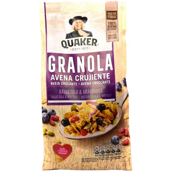 QUAKER GRANOLA ARANDANOS Y BAYAS DE GOJI 350g 6Uni