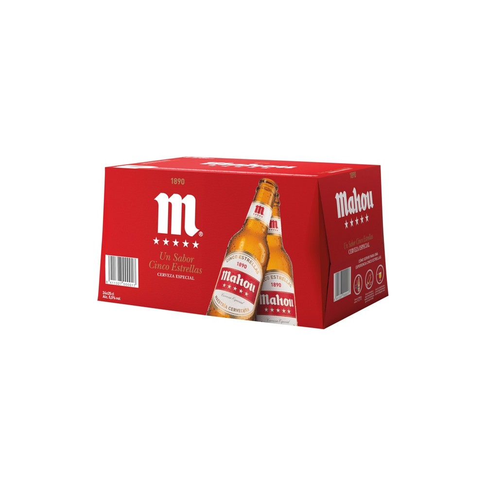 Cerveza MAHOU 5 ESTRELLAS 25CL PACK-24