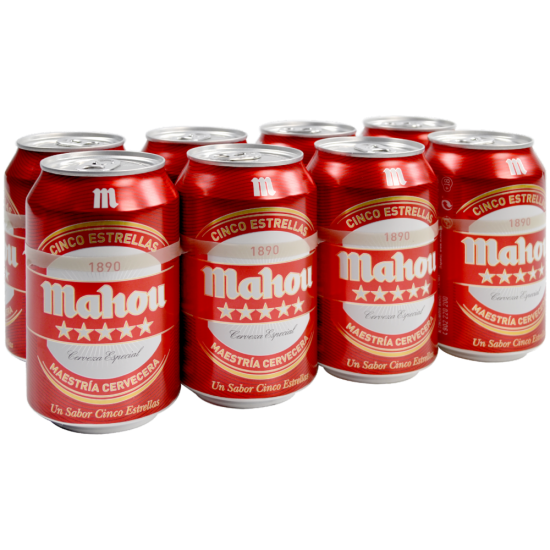 Cerveza MAHOU 5 ESTRELLAS 33CL PACK-8